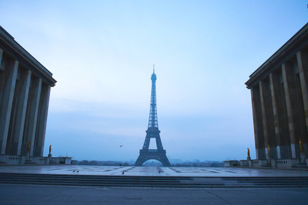 Eiffel Tower without people during early morning