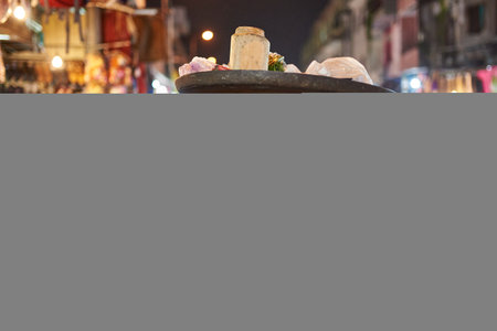 Street food in the old town of Istanbul at night, Turkey.