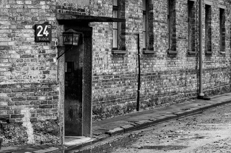 Entrance to Block 24 at Auschwitz concentration camp