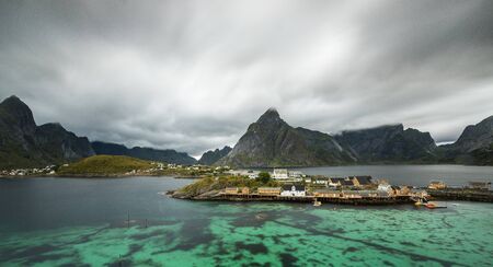Sakris?y in Lofoten offers an almost Caribbean flair thanks to its special water coloring.の写真素材