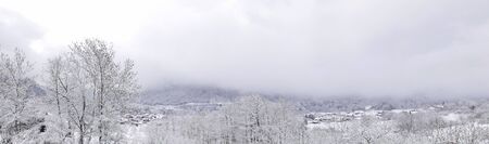 holiday at the foot of Mont Blanc in winter in the Chamonix Valley, Franceの写真素材