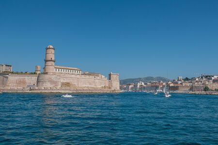entrance to the old port of Marseille, France. boat rideの写真素材