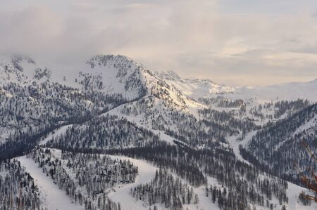 walk in the station of Montgenevre taken by the cold, the snow and the frost. Franceの写真素材