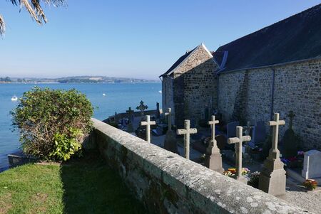 Landevenec church in finistere. Discovery of Brittany, France.の写真素材