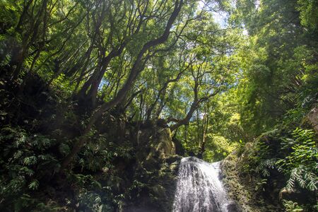 walk and discover the prego salto waterfall on the island of sao miguel, azores, Portugal.