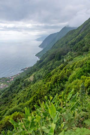 Walk on the Azores archipelago. Discovery of the island of sao jorge, Azores. Portugal, Velasの写真素材