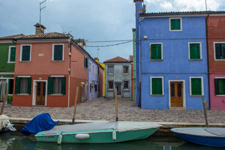 discovery of the city of Venice, Burano and its small canals and romantic alleys, Italyの写真素材