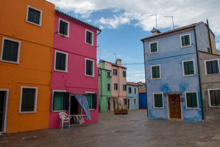 discovery of the city of Venice, Burano and its small canals and romantic alleys, Italyの写真素材
