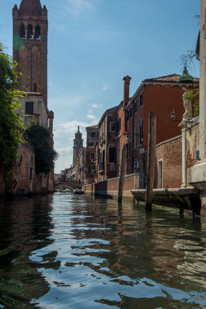 discovery of the city of Venice and its small canals and romantic alleys, Italyの写真素材