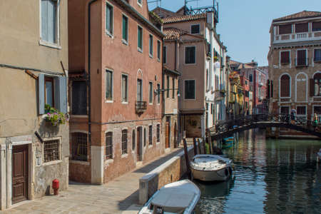 discovery of the city of Venice and its small canals and romantic alleys, Italyの写真素材