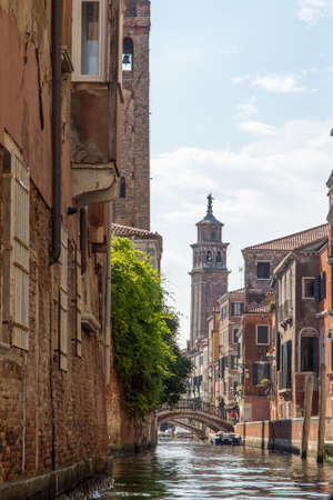 discovery of the city of Venice and its small canals and romantic alleys, Italyの写真素材