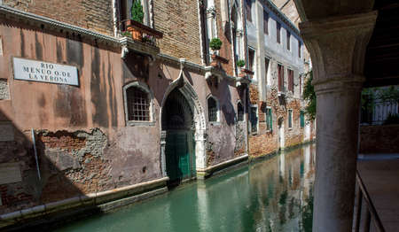 discovery of the city of Venice and its small canals and romantic alleys, Italyの写真素材