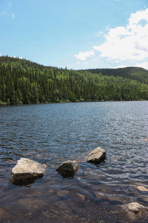 lac des cygnes, Grands-Jardins National Park in Quebec Canadaの写真素材