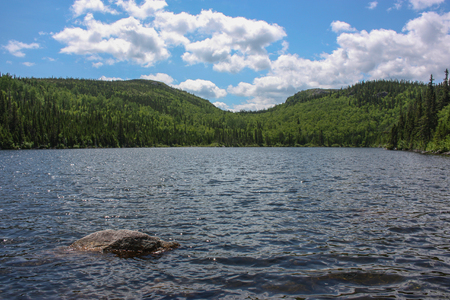 lac des cygnes, Grands-Jardins National Park in Quebec Canadaの写真素材