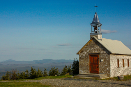 small church on top of a mount megantic with great sceneryの写真素材