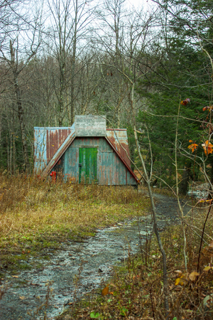 abandoned farm in the forestの写真素材