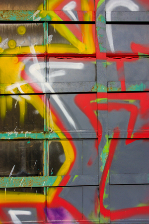 abstract color paint on a garage doorの写真素材
