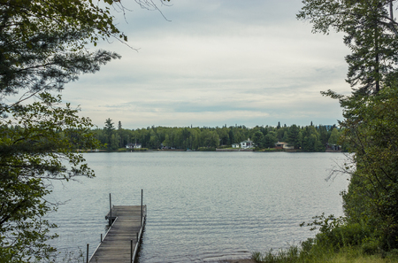 empty dock on a lakeの写真素材