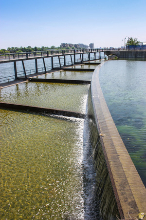 water dam in old montreal canadaの写真素材