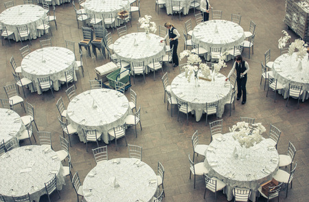 reception room getting ready for guestsの写真素材
