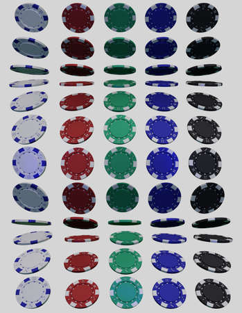 Fall of each type of poker chips.の写真素材