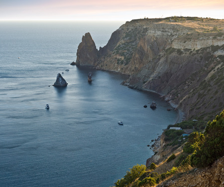 Black Sea sunset landscape. Fiolent cape. Crimea. Ukraineの写真素材