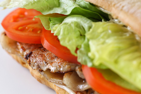 Tasty bacon lettuce tomatoes sandwich in a ciabattaの写真素材