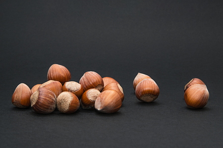Nuts on dark backgroundの写真素材
