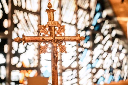 Cross in a bright church