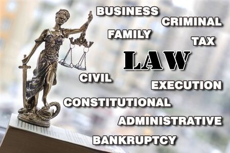 Justice statue with sword and scale. Law concept