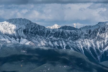 Scenic view from Mount Revelstoke of rocky mountains in British Columbia, Canada