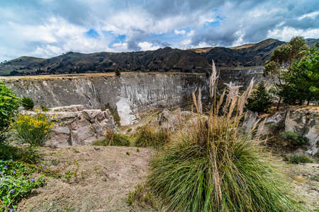 Diverse central landscape with mountains of valleys and canyons in South America of Ecuadorの写真素材