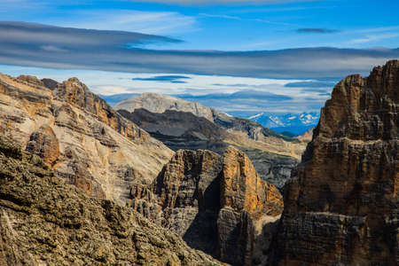landscape forest in trentino with dolomiti mountainの写真素材