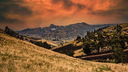 beautiful view of the mountainous landscape of Ecuador South Americaの写真素材