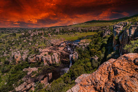 Morning sunlights baths the Blyde River Canyon in Mpumulanga, South Africaの写真素材