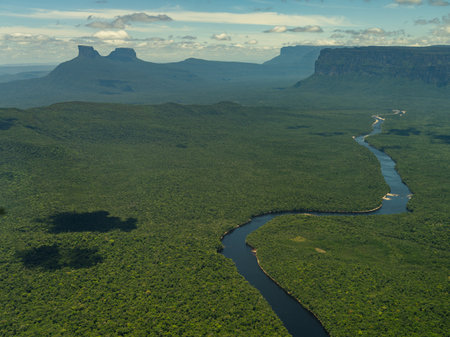 Scenic view of Canaima National Park Mountains and Canyons in Venezuelaの写真素材