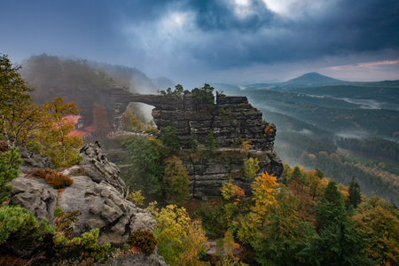 Mountains in Bohemian Switzerland. Pravcicka Gate, Czech Republicの写真素材