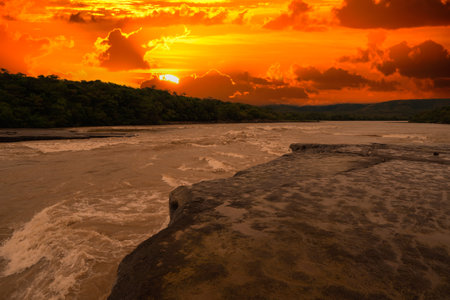 The rainbow river or five colors river is in Colombia one of the most beautiful nature places, it is called Crystal Canyonの写真素材