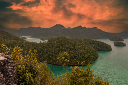 Indonesia superb sunset in Papua Raja-Ampat-Papua