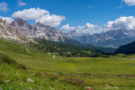 Cloudy Dolomites Gusela mountain, Passo di Giau with peak Ra Gusela. Location place Dolomiti Alps, Cortina d'Ampezzo, South Tyrol, Italy, Europe.の写真素材