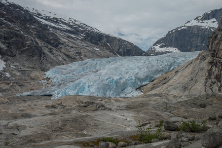 a glacial river beneath the melting glacier of Patagonia.の写真素材