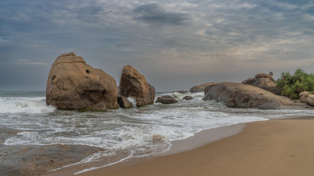beautiful sunset over the Indian Ocean Sri Lankaの写真素材