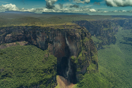 Angel Falls is a waterfall in Canaima National Park in Venezuela. It is the world's highest uninterrupted waterfall.の写真素材