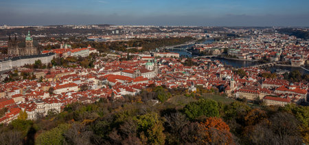 Prague, the capital of the Czech Republic view from the PetÅ™Ã­n lookout tower.