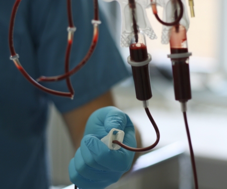 a bag of transfusion bloodの写真素材