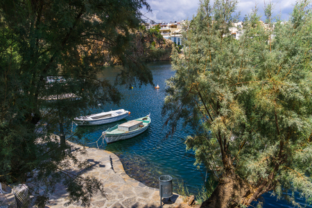 boats at a lakeの写真素材