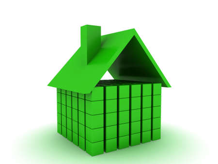 green home made of cubes の写真素材