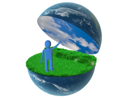 3d person on globe