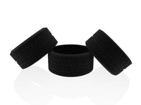 tires isolated on white background の写真素材