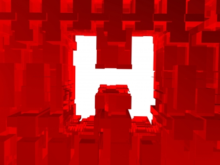 Letter h inside in crystal wall の写真素材